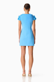 Dali Floral Applique Mini Dress in Blue | Elliatt