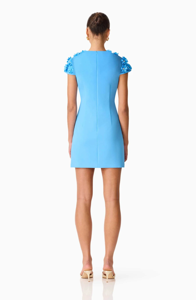 Dali Floral Applique Mini Dress in Blue | Elliatt