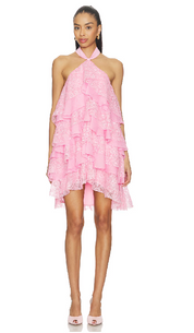 Poppy Tiered Mini Dress in Pink | Elliatt