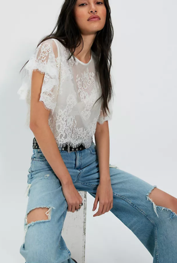 Lunar Ash Lace Top | Clean Ivory | Free People