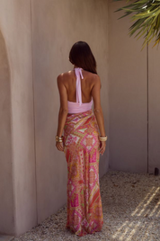 ALEXIS HALTER CUT OUT MAXI DRESS - PEACH