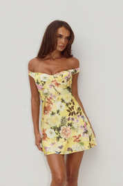 Aveta Off Shoulder Mini Dress Kendall Yellow
