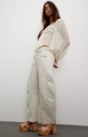 We The Free Good Luck Mid-Rise Barrel Jeans Milk