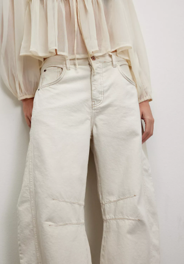 We The Free Good Luck Mid-Rise Barrel Jeans Milk