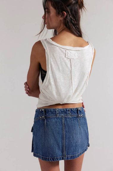 We The Free Hera Studded Denim Mini Skirt Juno