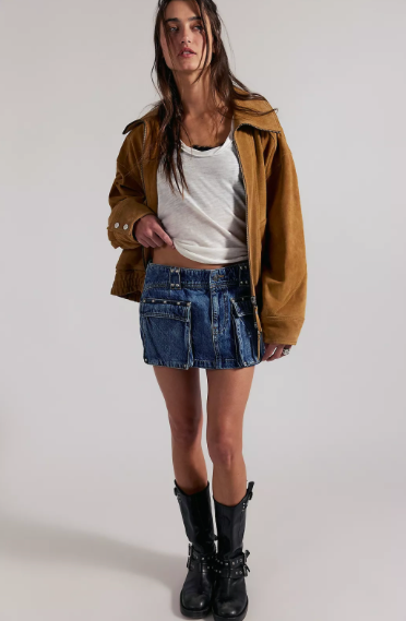 We The Free Hera Studded Denim Mini Skirt Juno