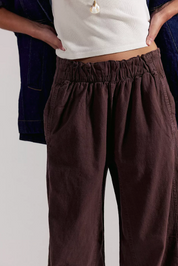 Days End Linen Pull On Pants | Double Espresso | Free People