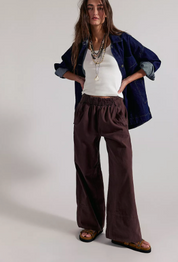 Days End Linen Pull On Pants | Double Espresso | Free People