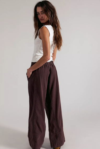 Days End Linen Pull On Pants | Double Espresso | Free People