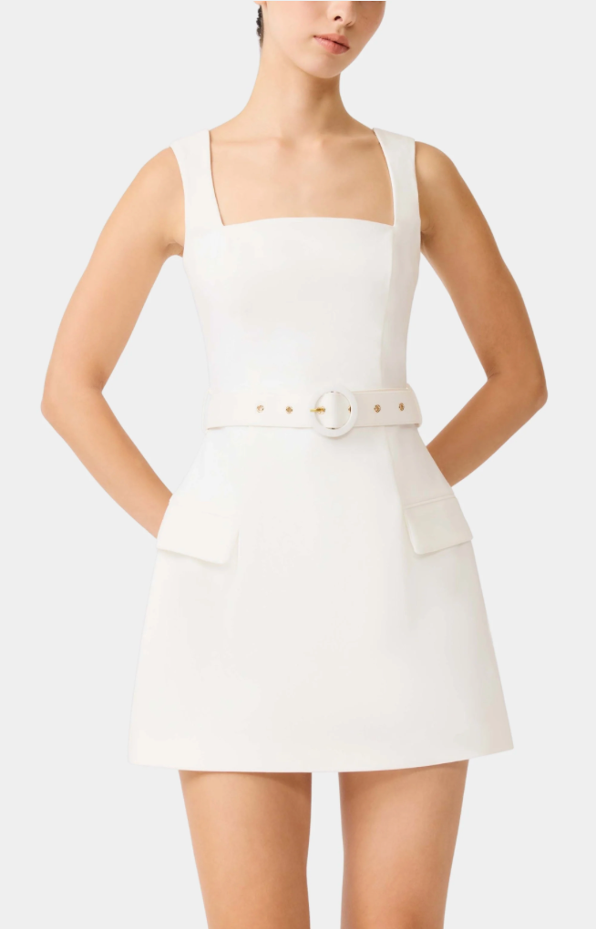 Nydia Square Neck Mini Dress in White | Elliatt