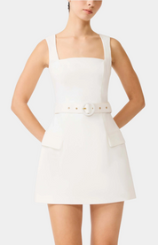 Nydia Square Neck Mini Dress in White | Elliatt