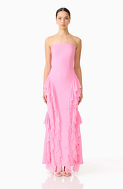 Amelina Strapless Gown in Pink | Elliatt