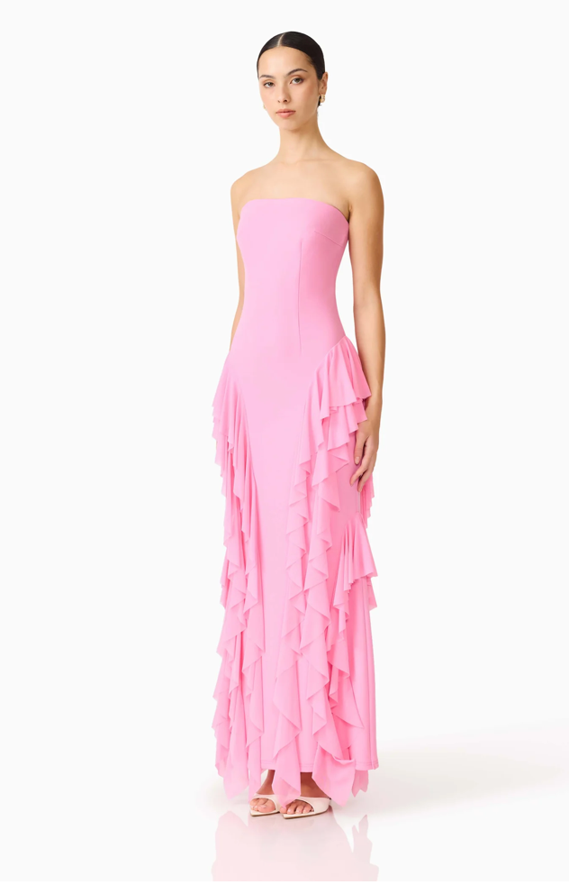 Amelina Strapless Gown in Pink | Elliatt