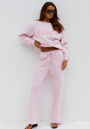 SHOBI LOW RISE TRACK PANTS - BALLET PINK