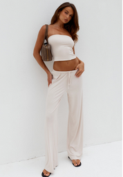 ANJI STRAPLESS TOP - BISCUIT