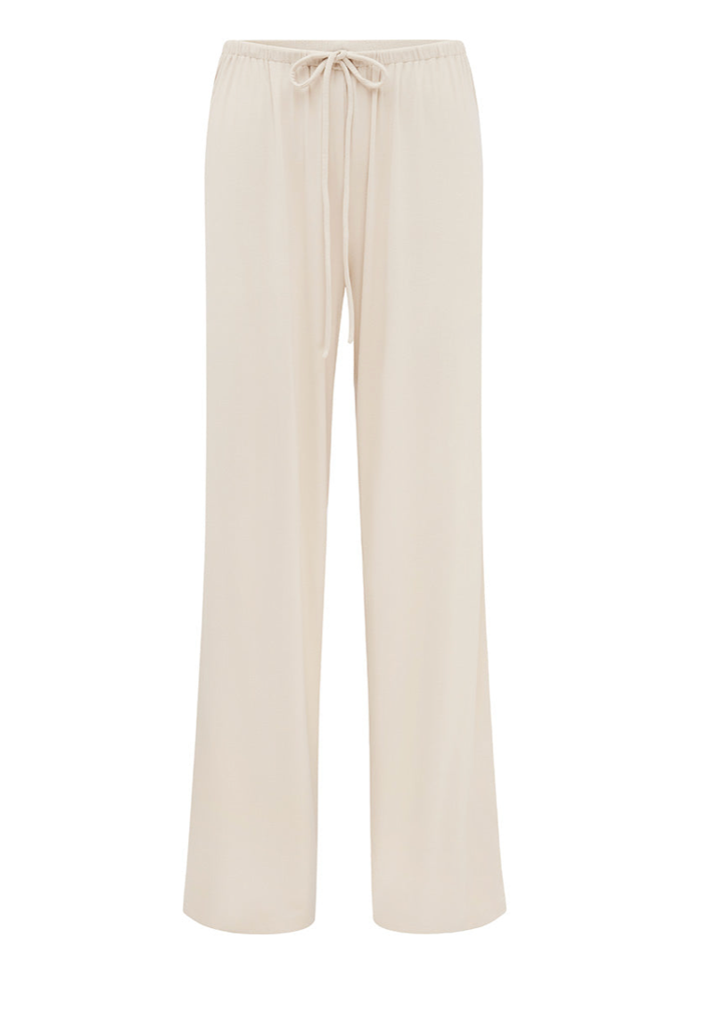 ANJI RELAXED WIDE LEG SWEATPANTS - BISCUIT