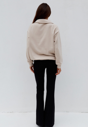 LAURETTE OVERSIZED POLO SWEATER - BISCUIT