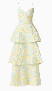 Penelope Tiered Gown in Yellow & Blue Floral