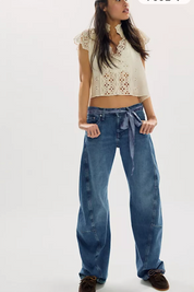We The Free Fable Low-Rise Twisted Bowed Jeans