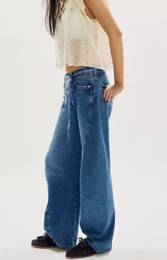 We The Free Fable Low-Rise Twisted Bowed Jeans