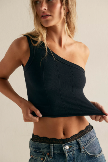 So Soft Asym Cami | Black | Free People