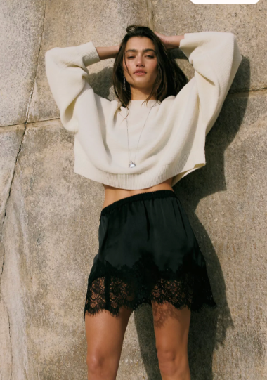 Meet Me In The Middle Mini Slip Skirt | Black | Free People