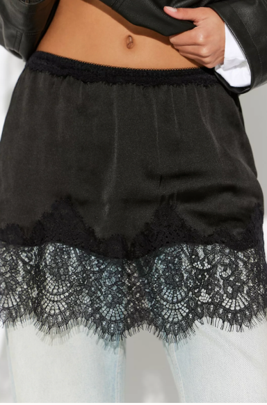 Meet Me In The Middle Mini Slip Skirt | Black | Free People