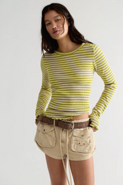 We The Free Easy Does It Striped Tee | Green Combo