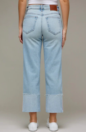 Ella Cropped Pink Tape Cuffed Classic Straight