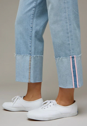 Ella Cropped Pink Tape Cuffed Classic Straight