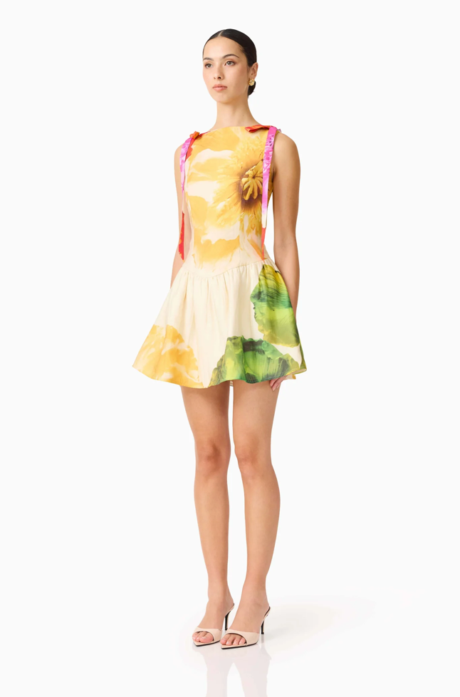 Lilia A-Line Mini Dress in Multi Floral by Elliatt