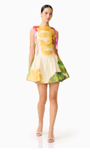 Lilia A-Line Mini Dress in Multi Floral by Elliatt