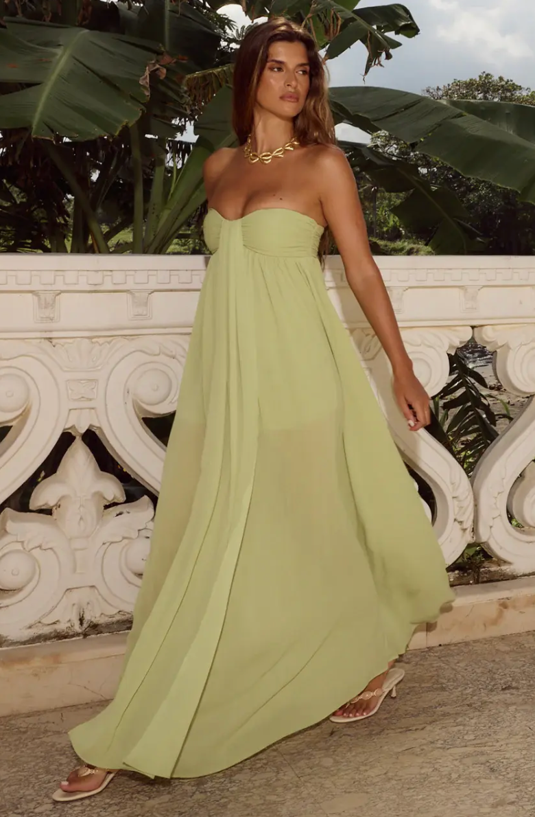 JAIYAH STRAPLESS MAXI DRESS - PALM