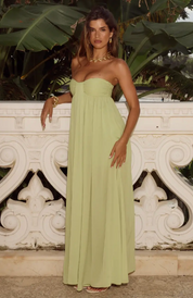 JAIYAH STRAPLESS MAXI DRESS - PALM