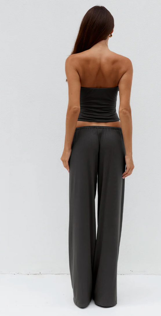 ANJI RELAXED WIDE LEG SWEATPANTS - STEEL