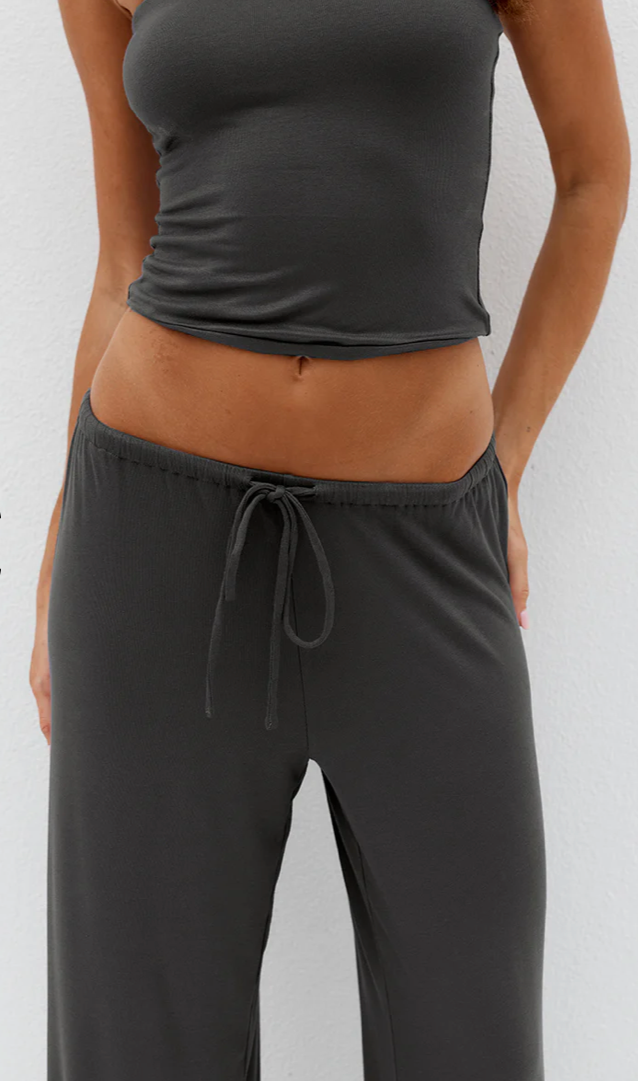 ANJI RELAXED WIDE LEG SWEATPANTS - STEEL