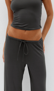 ANJI RELAXED WIDE LEG SWEATPANTS - STEEL