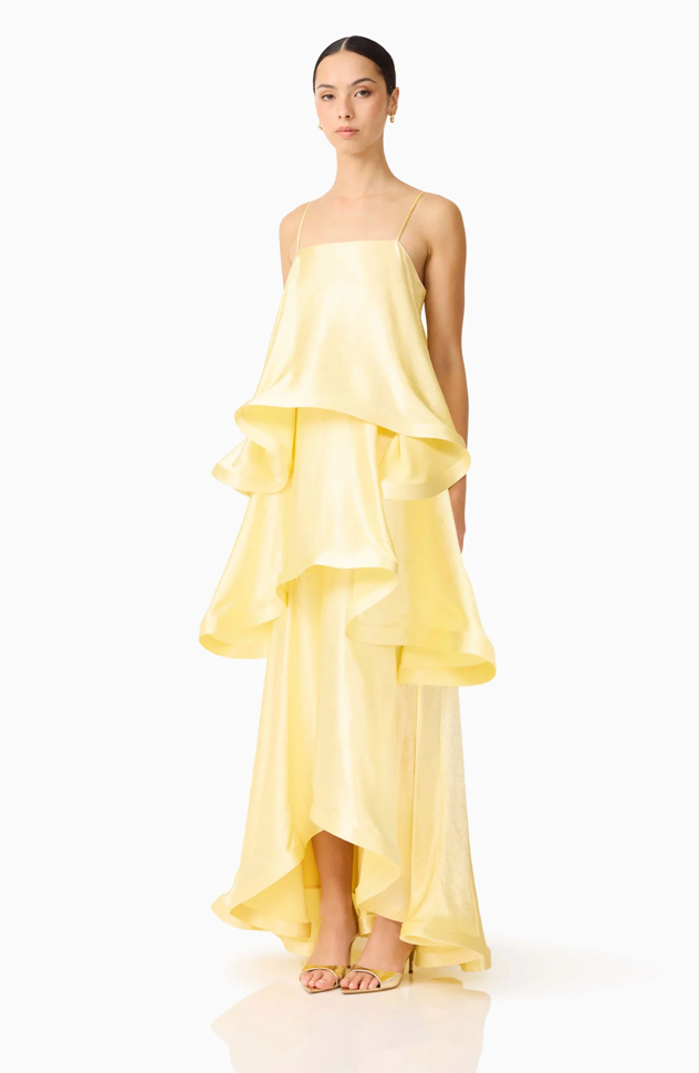 Tilly Tiered Maxi Dress in Butter Yellow by Elliatt