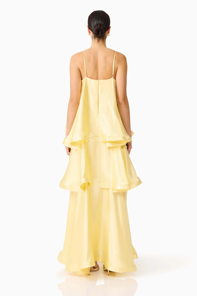 Tilly Tiered Maxi Dress in Butter Yellow by Elliatt