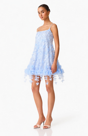 Rina Embellished Shift Mini Dress in Blue by Elliatt