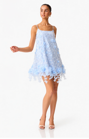 Rina Embellished Shift Mini Dress in Blue by Elliatt
