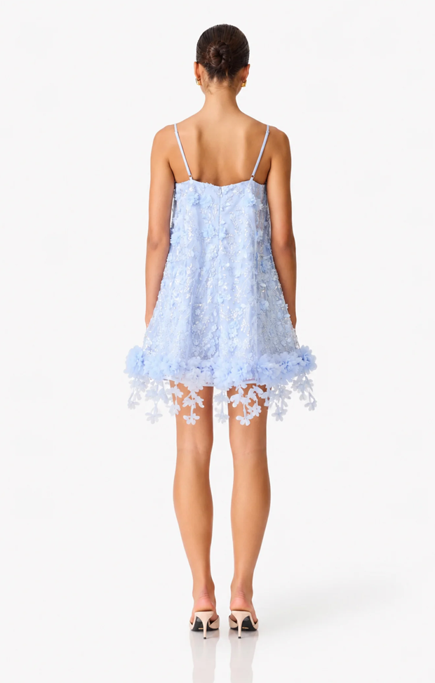 Rina Embellished Shift Mini Dress in Blue by Elliatt