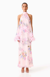 Millie Tiered Gown in Pink Floral by Elliatt