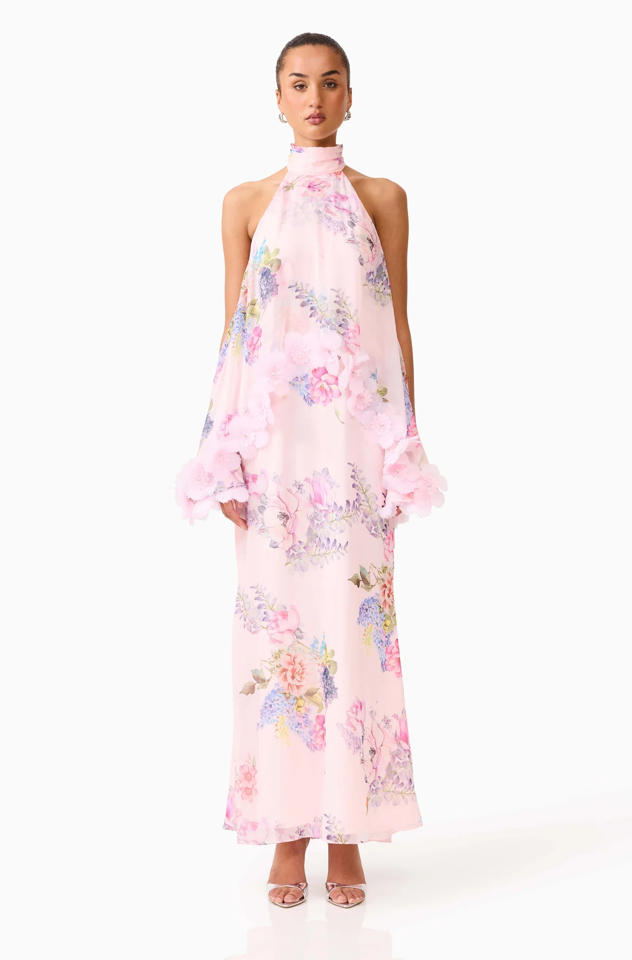 Millie Tiered Gown in Pink Floral by Elliatt