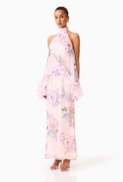 Millie Tiered Gown in Pink Floral by Elliatt