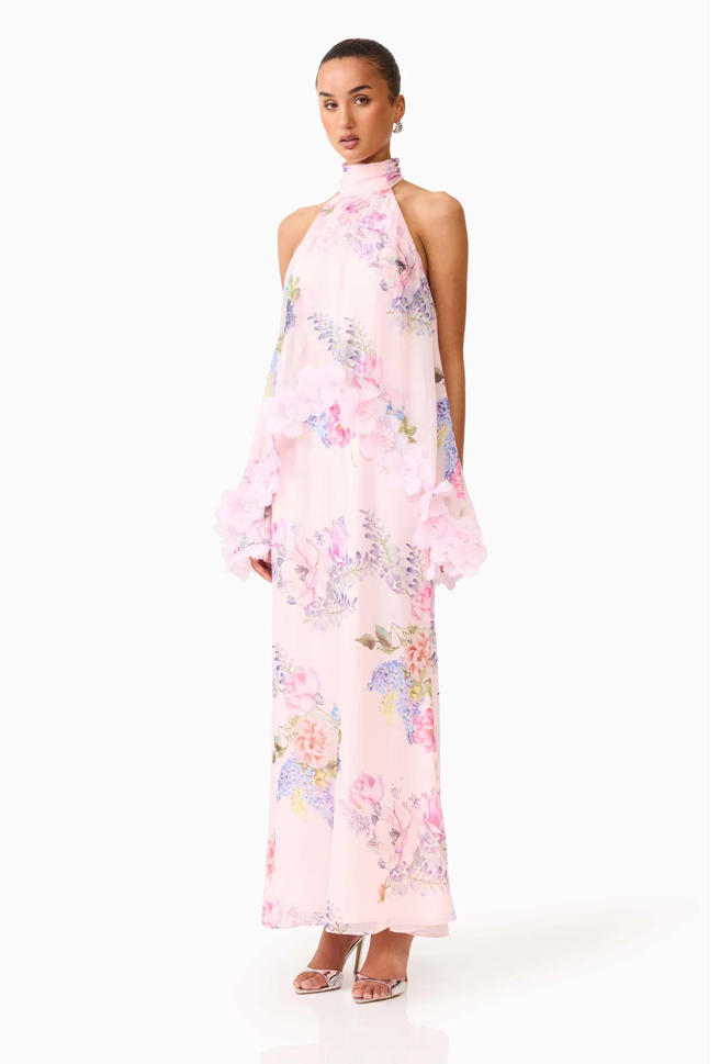 Millie Tiered Gown in Pink Floral by Elliatt