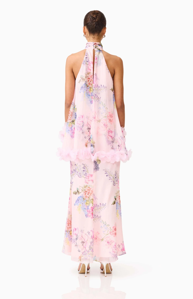 Millie Tiered Gown in Pink Floral by Elliatt