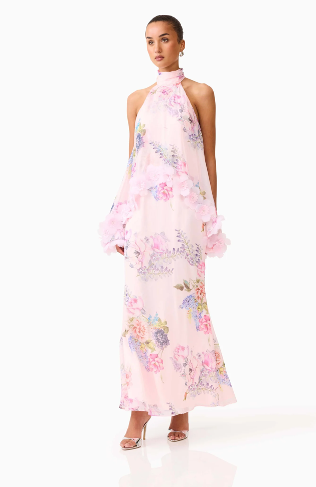 Millie Tiered Gown in Pink Floral by Elliatt