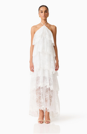 Evelin Lace Gown in White by Elliatt