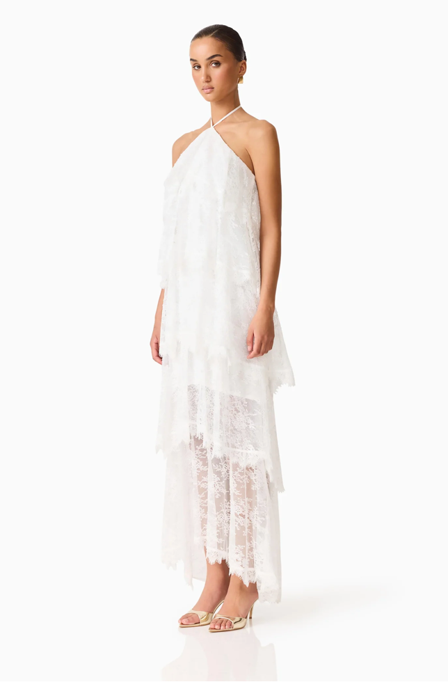Evelin Lace Gown in White by Elliatt